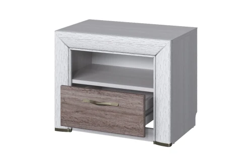 Тумба  прикроватная 1S, OLIVIA, цвет вудлайн крем/дуб анкона