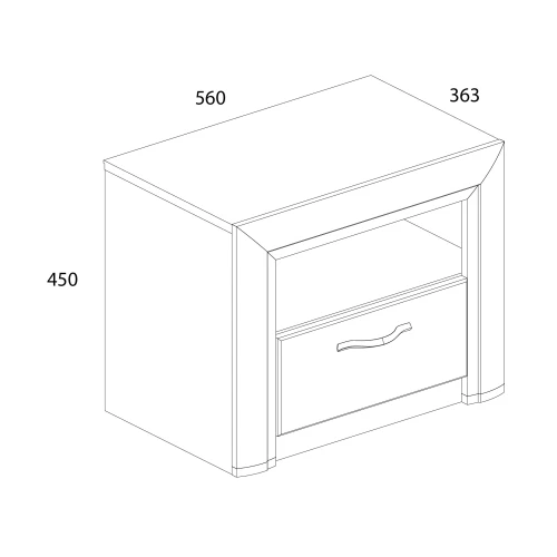 Тумба  прикроватная 1S, OLIVIA, цвет вудлайн крем/дуб анкона