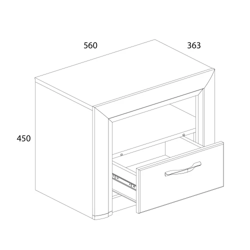Тумба  прикроватная 1S, OLIVIA, цвет вудлайн крем/дуб анкона