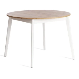 Стол обеденный SVELTO ЛДСП, опора-массив березы, 105 х 105 (140) х 74.5 см, Дуб Вотан/белый