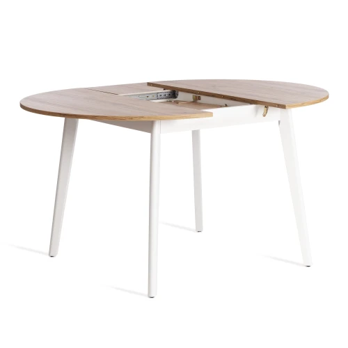 Стол обеденный SVELTO ЛДСП, опора-массив березы, 105 х 105 (140) х 74.5 см, Дуб Вотан/белый