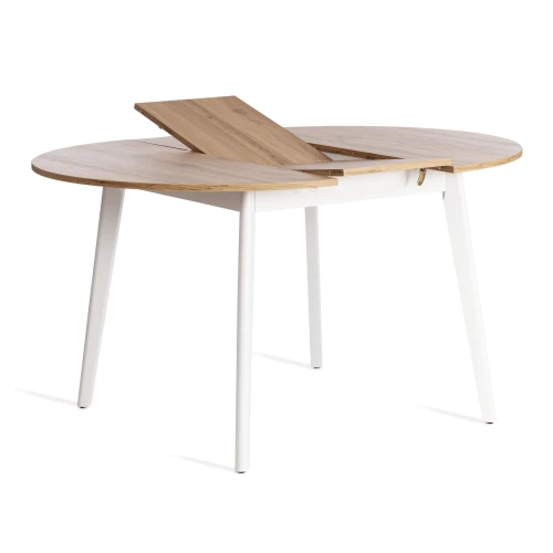 Стол обеденный SVELTO ЛДСП, опора-массив березы, 105 х 105 (140) х 74.5 см, Дуб Вотан/белый