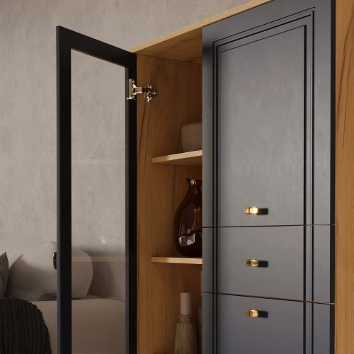 Шкаф низкий (1 стеклодверь) Вега Сапфир синий