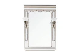 Зеркало Мариэль 65, патина золото, белое, со светильником