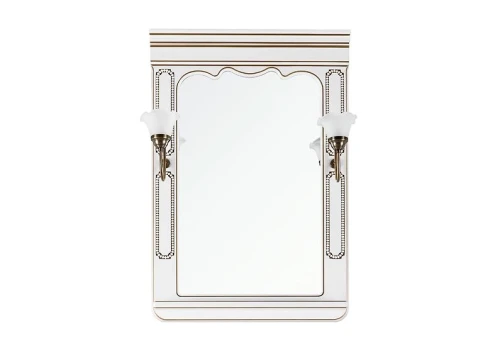 Зеркало Мариэль 65, патина золото, белое, со светильником