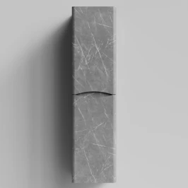 Пенал Адель 35 (2 двери) подвесной, Мрамор Серый софт тач ПВХ 4044-1, правый, бельевая корзина