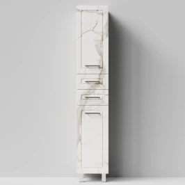 Пенал Арабеска 35 напольный, Мрамор Белый натур милк ПВХ 2537, левый