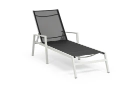 "Парма" шезлонг, каркас алюминий светло-серый (RAL7035) муар, ткань текстилен темно-серая