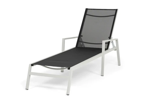 "Парма" шезлонг, каркас алюминий светло-серый (RAL7035) муар, ткань текстилен темно-серая