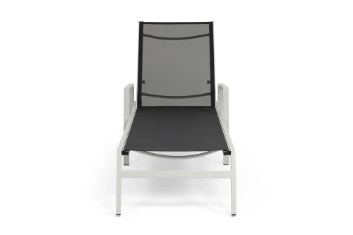 "Парма" шезлонг, каркас алюминий светло-серый (RAL7035) муар, ткань текстилен темно-серая