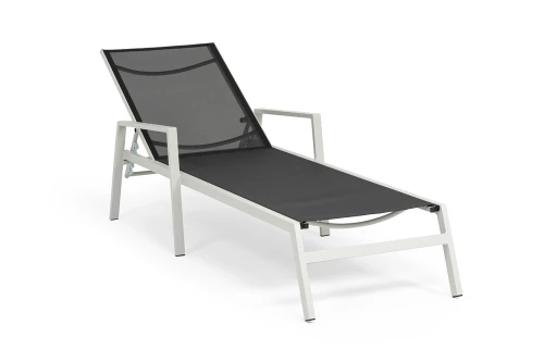 "Парма" шезлонг, каркас алюминий светло-серый (RAL7035) муар, ткань текстилен темно-серая