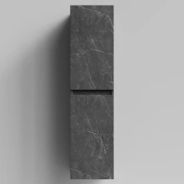 Пенал Бест 35 (2 двери) подвесной, Мрамор Графит софт тач ПВХ 4044-3, правый, бельевая корзина