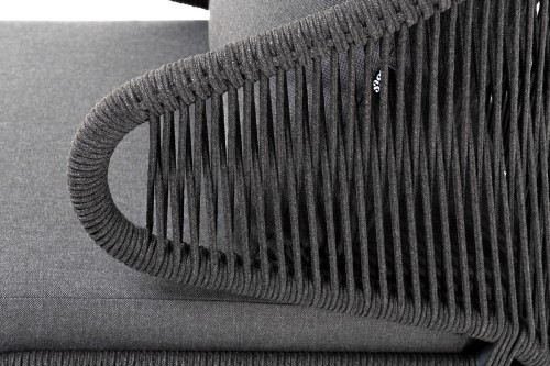 "Милан" лаунж-зона 5-местная плетеная из роупа (веревки), каркас алюминиевый серый, роуп темно-серый