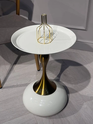 Стол журнальный Монро SX-26, 39x54 см, белый/золото