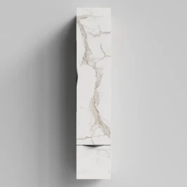 Пенал Марко 30 подвесной, дверь и ящик, ручки Черные, Мрамор Белый натур милк ПВХ 2537, правый