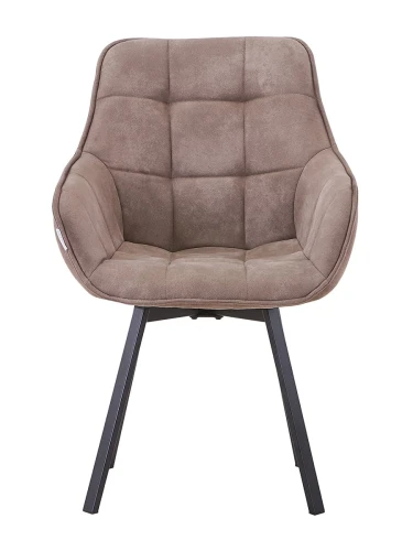 DC837 Стул мягкий поворотный с подлокот., ТЕМНО-СЕРЫЙ#RK962-11 замша, каркас металл черный КВАДРАТ