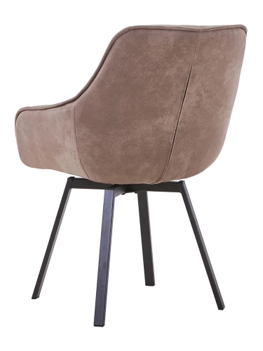 DC837 Стул мягкий поворотный с подлокот., ТЕМНО-СЕРЫЙ#RK962-11 замша, каркас металл черный КВАДРАТ