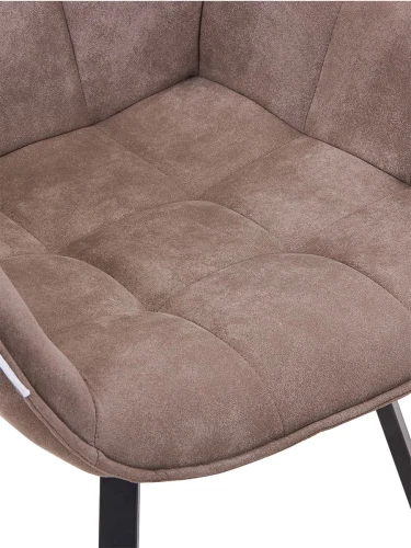 DC837 Стул мягкий поворотный с подлокот., ТЕМНО-СЕРЫЙ#RK962-11 замша, каркас металл черный КВАДРАТ