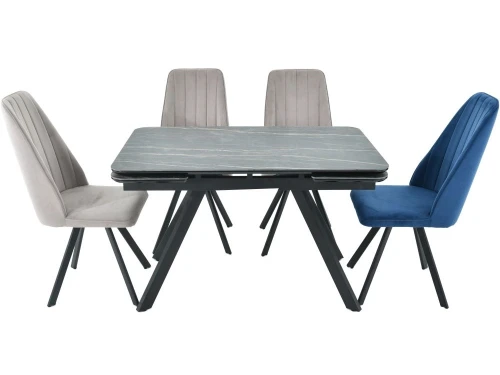 Обеденная группа AROOMA (стол Леон + 4 стула Сильвио Vivaldi), черный