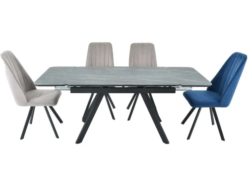 Обеденная группа AROOMA (стол Леон + 4 стула Сильвио Vivaldi), черный