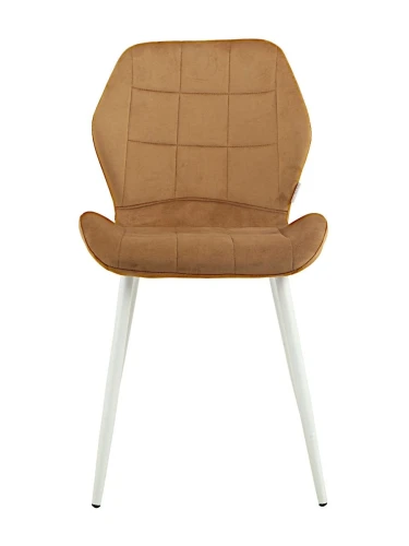 DC827 Стул мягкий, КОРИЧНЕВЫЙ#G62-61 велюр, каркас металл белый КРУГЛЫЙ