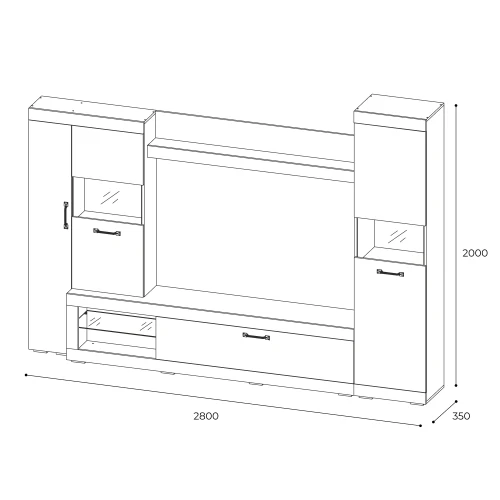 Стенка в гостиную Тесла ГС-01, дуб каньон/белый