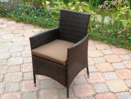 Кресло плетеное из полиротанга Вирджиния (Анкор) с подушкой 5 мм  -  Dark Brown