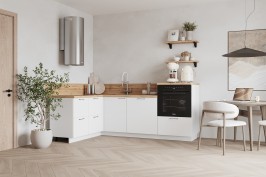 Готовая кухня КГ Угловой 1500*2250 (с пм) , Белый софт матовый  Арника РМ в.2