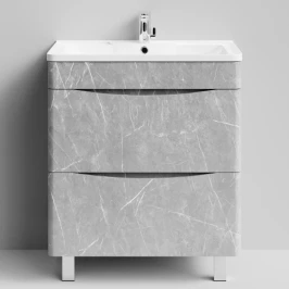 Тумба Адель 70 напольный, Мрамор Белый софт тач 4044-2 Vodok с раковиной в комплекте