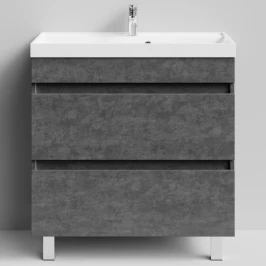 Тумба Бест 80  напольный, Серый камень ПВХ 57806 Vodok с раковиной в комплекте