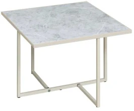 Скарлетт стол журнальный квадратный с рамкой мрамор белый/белый