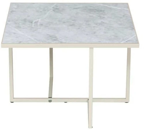Скарлетт стол журнальный квадратный с рамкой мрамор белый/белый