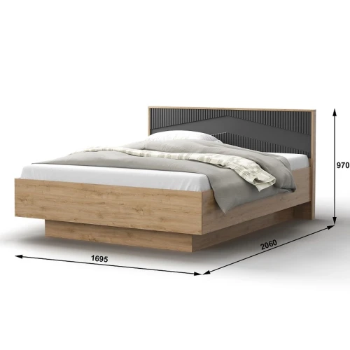 Спальня «Оливия» КМК 0971, дуб наварра/шагрень черная