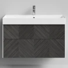 Тумба Катарини, 100 подвесной, Дуб серый Vodok с раковиной в комплекте