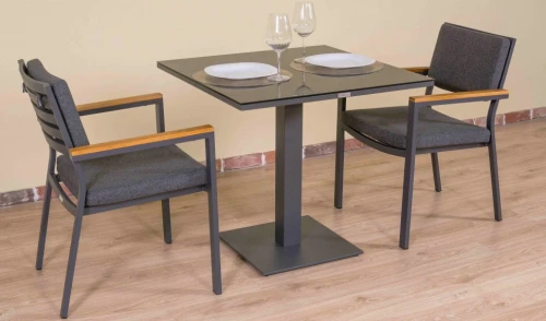 Стол обеденный CANA алюминий, стекло 80x80 см (1 ножка)