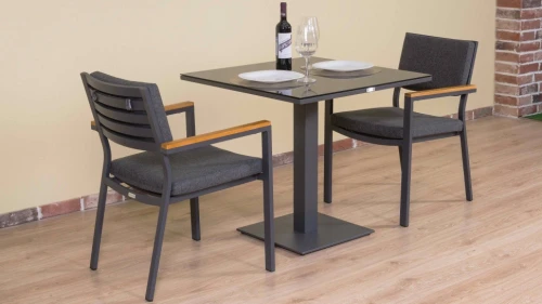 Стол обеденный CANA алюминий, стекло 80x80 см (1 ножка)