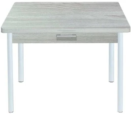 Симпл стол обеденный раскладной с ящиком / Ясень светлый/белый