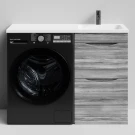 Тумба Смайл 110 напольный, под стиральную машину, правая, Лиственница структурная контрастно-серая ПВХ 64202 Vodok с раковиной в комплекте Тумба Смайл 110 напольный, под стиральную машину, правая, Лиственница структурная контрастно-серая ПВХ 64202 Vodok с раковиной в комплекте