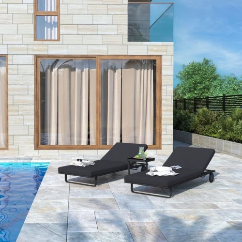 Шезлонг COSTA на колесах антрацит - каркас карбон