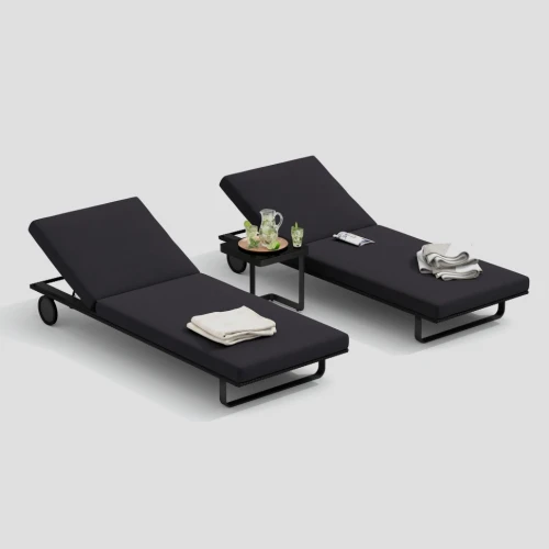 Шезлонг COSTA на колесах антрацит - каркас карбон