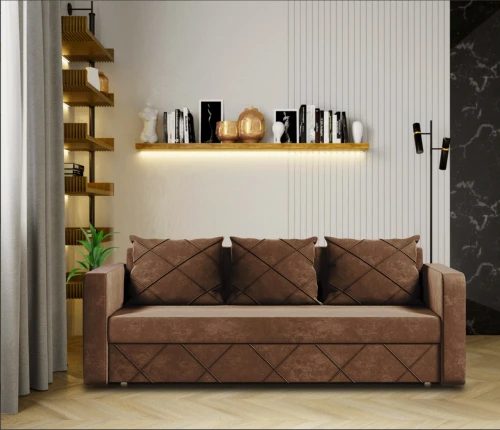 Диван еврокнижка Стелла велюр коричневый