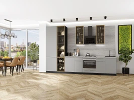 Кухонный гарнитур Фьюжн-08 Silky Light Grey-Graphite