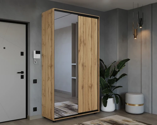 Шкаф-купе PRIME, 120х45х230 Дуб вотан с зеркалом