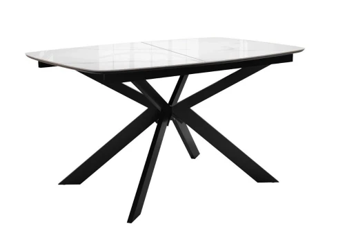 Стол DikLine BK140 керамика Carrara Gloss (мрамор глянец белый), подстолье черное, опоры черные