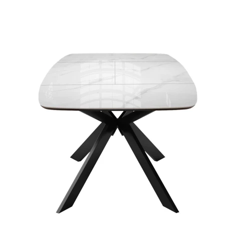 Стол DikLine BK140 керамика Carrara Gloss (мрамор глянец белый), подстолье черное, опоры черные