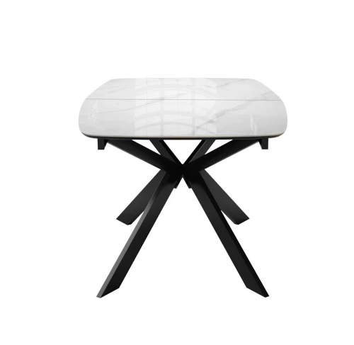 Стол DikLine BK140 керамика Carrara Gloss (мрамор глянец белый), подстолье черное, опоры черные