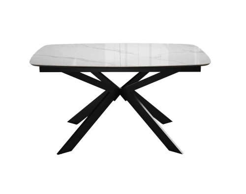 Стол DikLine BK140 керамика Carrara Gloss (мрамор глянец белый), подстолье черное, опоры черные