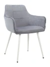 DC833 Стул мягкий с подлокотниками, СЕРО-ГОЛУБОЙ#G62-85 велюр, каркас металл белый