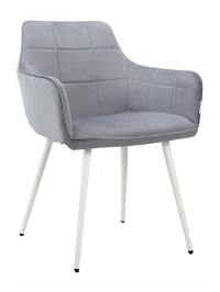 DC833 Стул мягкий с подлокотниками, СЕРО-ГОЛУБОЙ#G62-85 велюр, каркас металл белый DC833 Стул мягкий с подлокотниками, СЕРО-ГОЛУБОЙ#G62-85 велюр, каркас металл белый