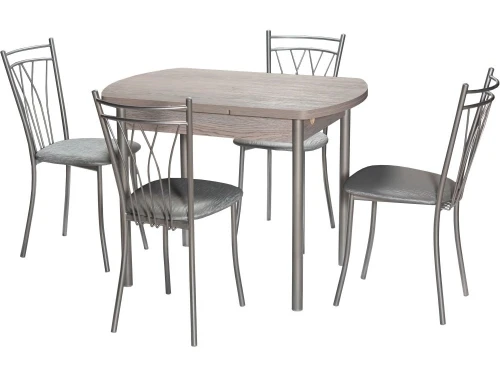 Стол М2 ДП1-02-04 1000(1600)*670, ЛДСП:Дуб Навара, Н/стола прямые Металлик